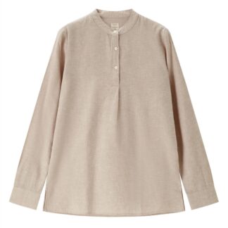Giordano Women's 55% Linen 45% Cotton Woven Shirt