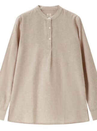 Giordano Women's 55% Linen 45% Cotton Woven Shirt