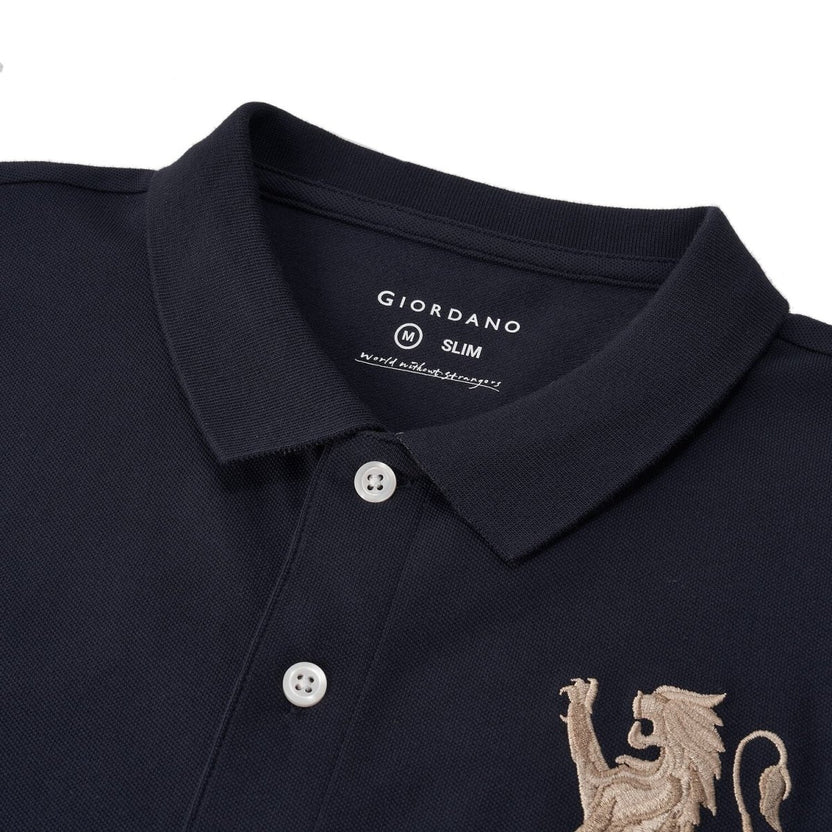 Giordano Men's 3D Lion Bold Embroidery Slim Fit Polo 3 Giordano Men's 3D Lion Bold Embroidery Slim Fit Polo