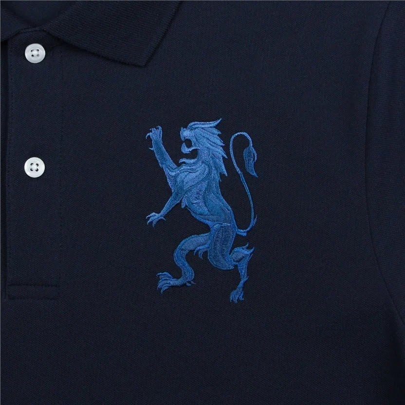 Giordano Men's Slim Fit 3D Lion Embroidery Lycra Pique Polo