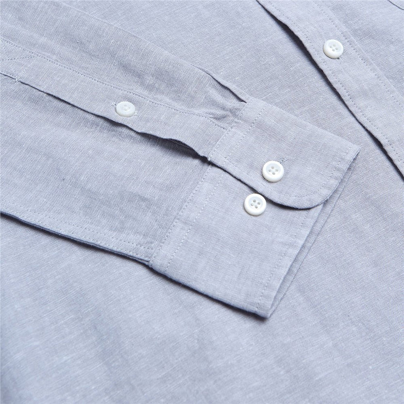 Giordano Men's Slim Linen Cotton Solid Shirt
