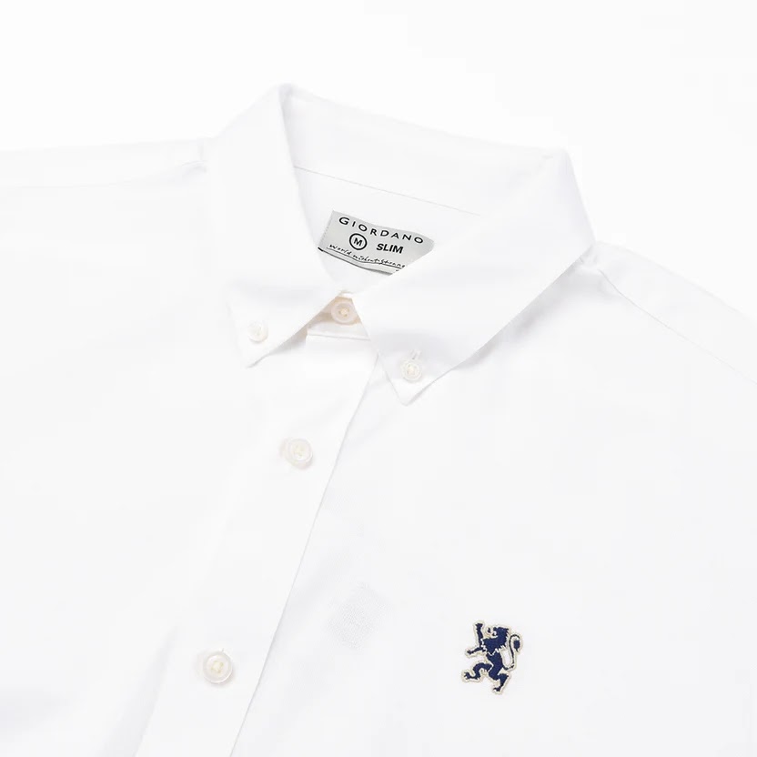 Giordano Men's Cotton Oxford Long Sleeve Slim Fit Shirt