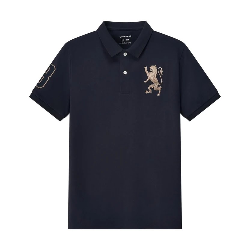 Giordano Men's 3D Lion Bold Embroidery Slim Fit Polo 2 Giordano Men's 3D Lion Bold Embroidery Slim Fit Polo