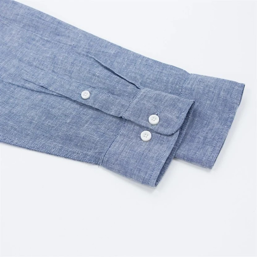 Giordano Men's Linen Poplin Blend Stand Collar Shirt