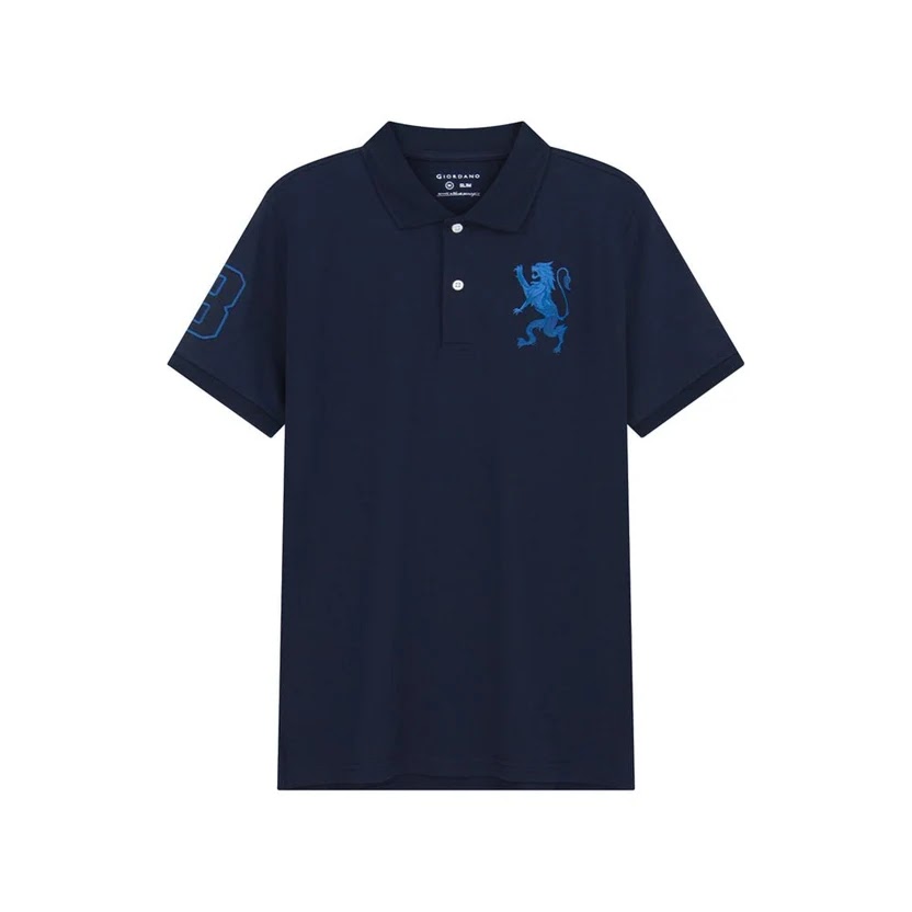 Giordano Men's Slim Fit 3D Lion Embroidery Lycra Pique Polo 2 Giordano Men's Slim Fit 3D Lion Embroidery Lycra Pique Polo