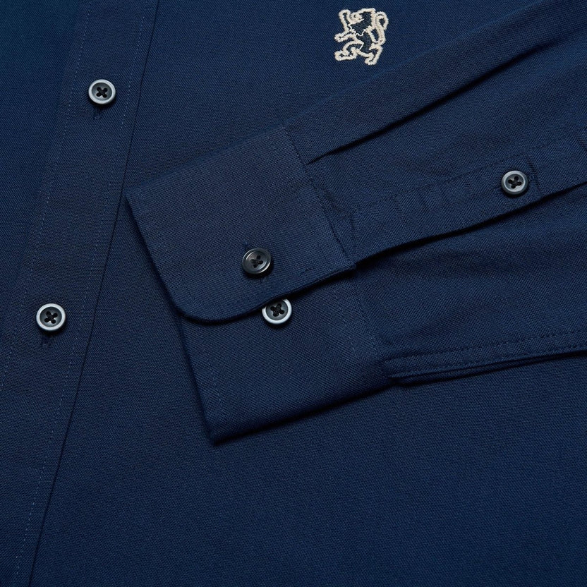 Giordano Men’s Cotton Slim Oxford Shirt with Embroidery